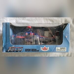 Longbow Apache AH-64 die-cast helicopter collectible with a Chicago Cubs